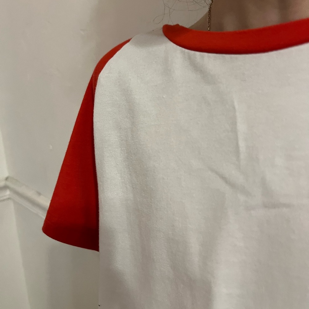 Red and white crop top